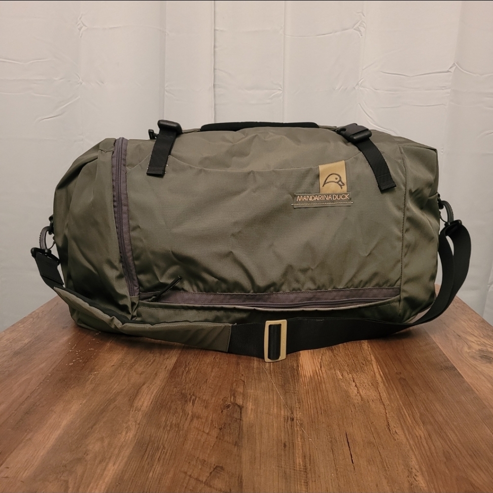 Olive Duffel Bag Green Mandarina Duck Olive/Black Rare Unisex Mens Womens